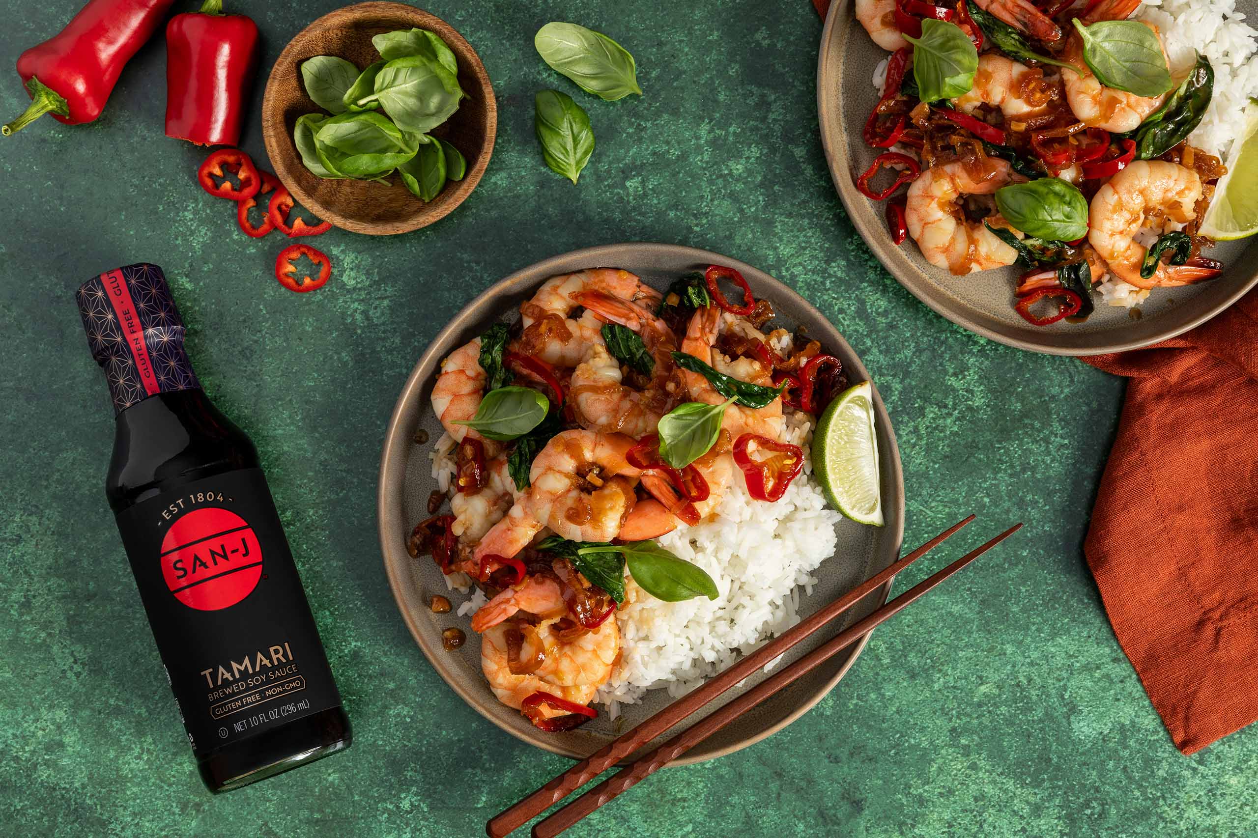 stir fry shrimp and basil