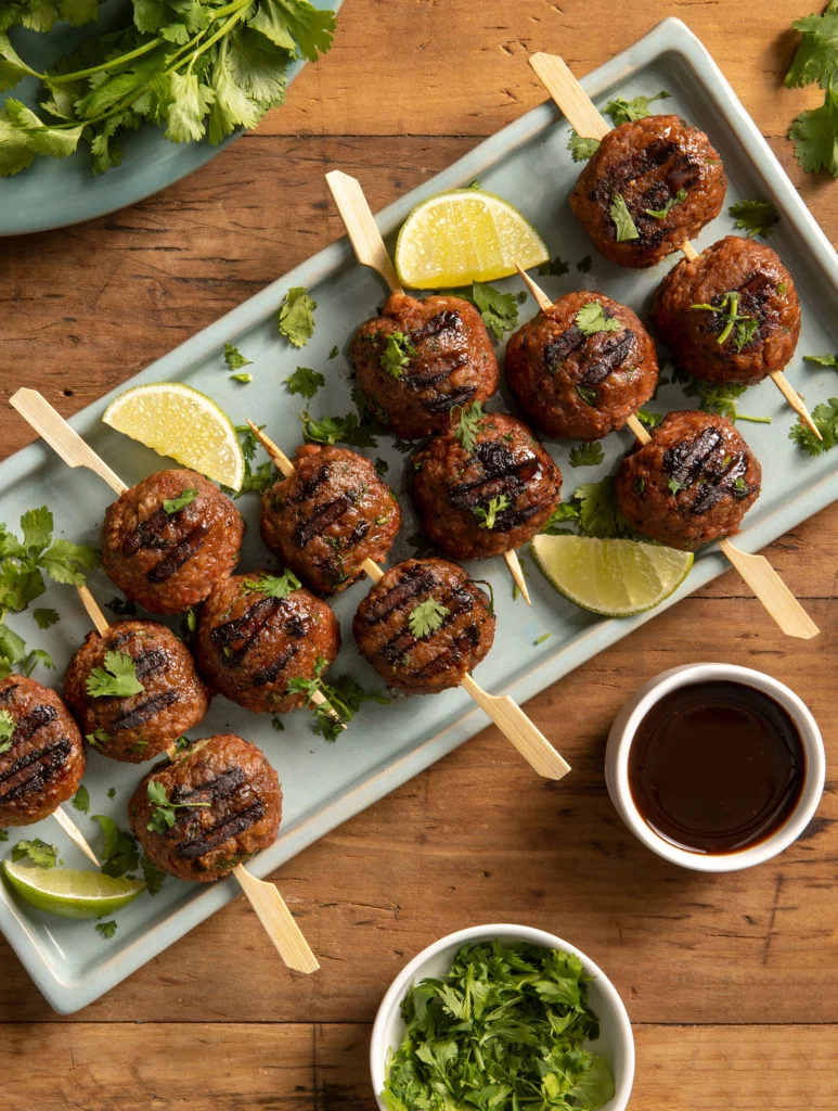 Vietnamese meatball skewers