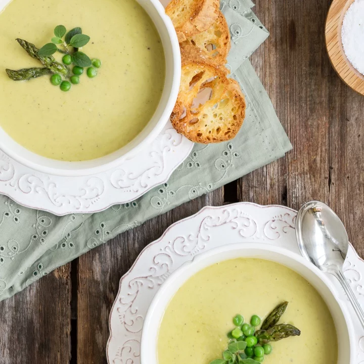 Two bowls of San-J pea soup